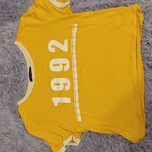 Cute yellow graphic tee crop top